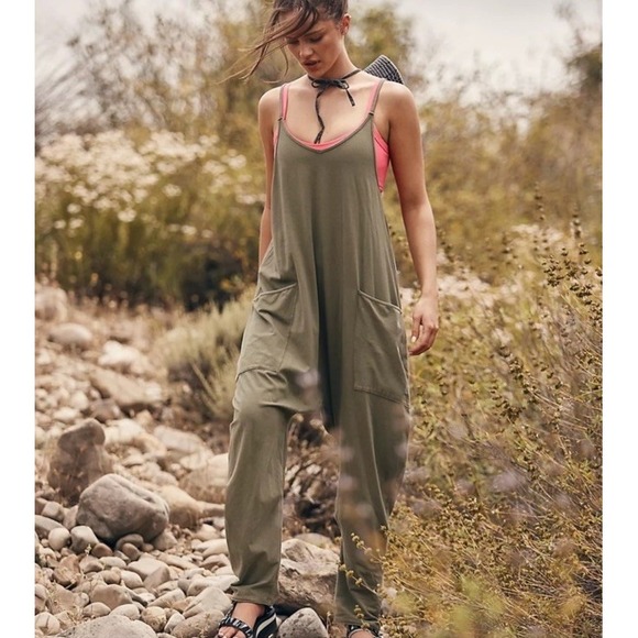 Free People Pants - Free People FP Movement Hot Shot Pants Jumpsuit Green Relax Pants Harem L